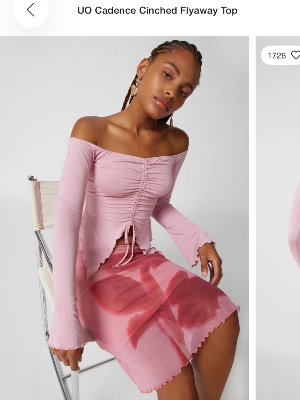 Off-Shoulder Cinched Pink Top with Drawstring Detail